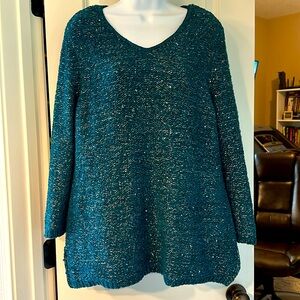 Chicos Sequin Sparkle Tunic Popcorn Tunic Sweater